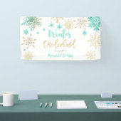 Winterschneeflocken im Glitzer der Nationalstaaten Banner (Messe)