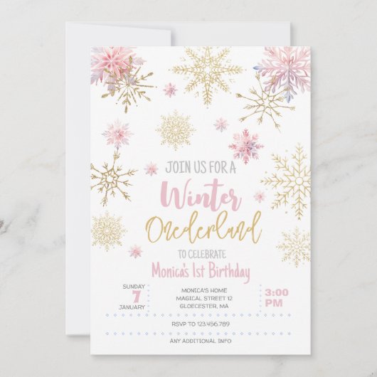 Winterschneeflocken im Glitzer der Nationalstaaten Einladung (Vorderseite)