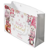 Winterschneeflocken im Glitzer der Nationalstaaten Große Geschenktüte (Rückseite Schrägansicht)