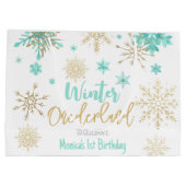 Winterschneeflocken im Glitzer der Nationalstaaten Große Geschenktüte (Rückseite)