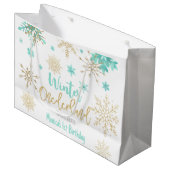 Winterschneeflocken im Glitzer der Nationalstaaten Große Geschenktüte (Vorderseite Schrägansicht)