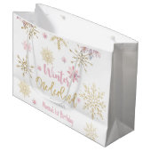 Winterschneeflocken im Glitzer der Nationalstaaten Große Geschenktüte (Vorderseite Schrägansicht)