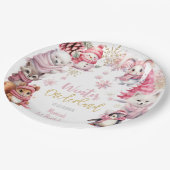 Winterschneeflocken im Glitzer der Nationalstaaten Pappteller (Schrägansicht)