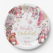 Winterschneeflocken im Glitzer der Nationalstaaten Pappteller (Vorderseite)