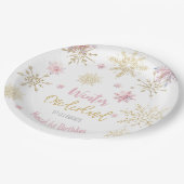 Winterschneeflocken im Glitzer der Nationalstaaten Pappteller (Schrägansicht)