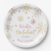 Winterschneeflocken im Glitzer der Nationalstaaten Pappteller (Vorderseite)