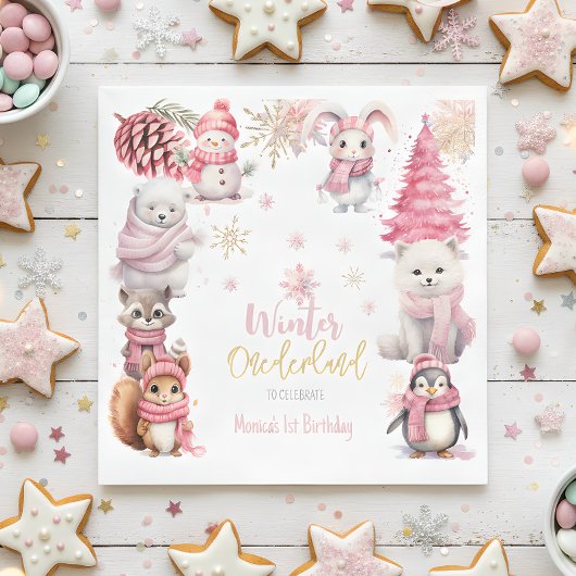 Winterschneeflocken im Glitzer der Nationalstaaten Serviette