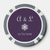 Winterschneeflocken im Lila Pokerchips (Rückseite)
