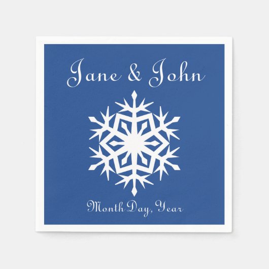 Winterschneeflocken in Blue Napkins Serviette (Vorderseite)