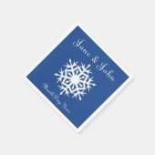 Winterschneeflocken in Blue Napkins Serviette (Ecke)
