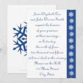 Winterschneeflocken in Blue Wedding Einladung (Vorne/Hinten)