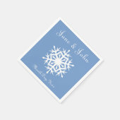 Winterschneeflocken in Periwinkle Napkins Serviette (Ecke)