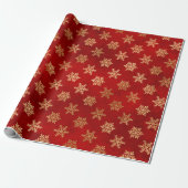 Winterschneeflocken in Rot und Gold Geschenkpapier (Ungerollt)