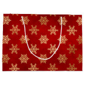 Winterschneeflocken in Rot und Gold Große Geschenktüte (Rückseite)