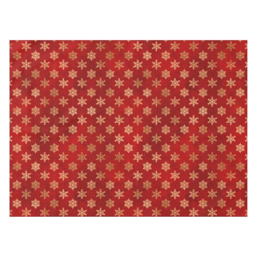 Winterschneeflocken in Rot und Gold Tischdecke (Vorderseite (Horizontal))
