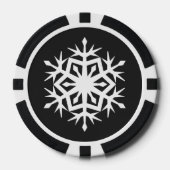 Winterschneeflocken in Schwarz Pokerchips (Vorderseite)