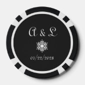 Winterschneeflocken in Schwarz Pokerchips (Rückseite)