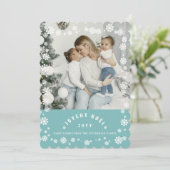 Winterschneeflocken Joyeux Weihnachten Weihnachtsf (Stehend Vorderseite)