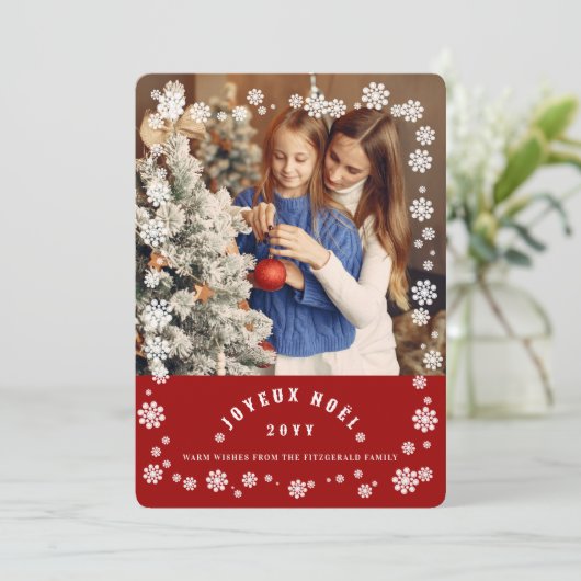 Winterschneeflocken Joyeux Weihnachten Weihnachtsf (Stehend Vorderseite)