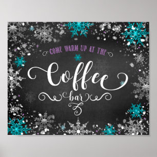 Winterschneeflocken Kaffee Bar Tafelschild Poster