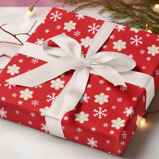 Winterschneeflocken Kekse Weihnachtsfeiertage Rot Geschenkpapier