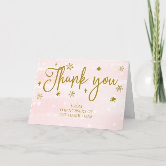 Winterschneeflocken Kinderdusche Danke Karte (Vorderseite)