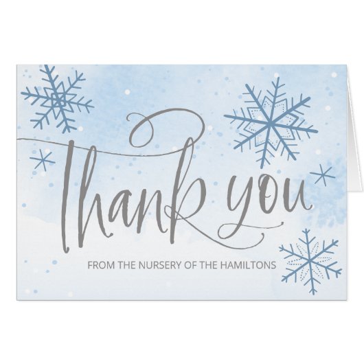 Winterschneeflocken Kinderdusche Danke Karte (Vorderseite (Horizontal))