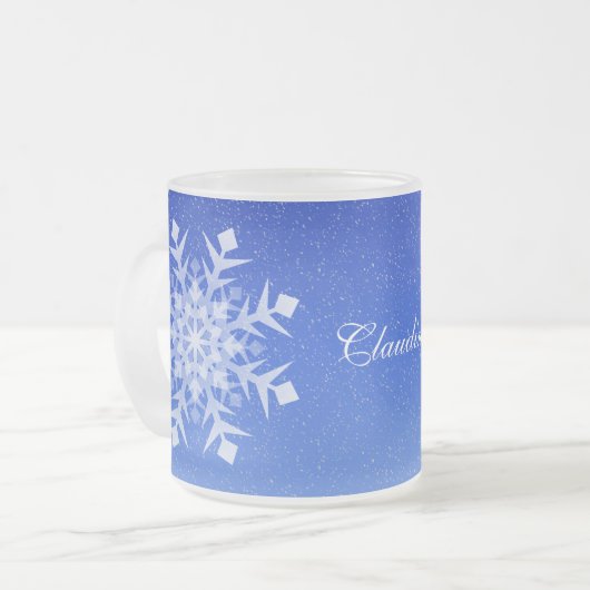Winterschneeflocken Mattierter Cup oder Tasse (Vorderseite Links)