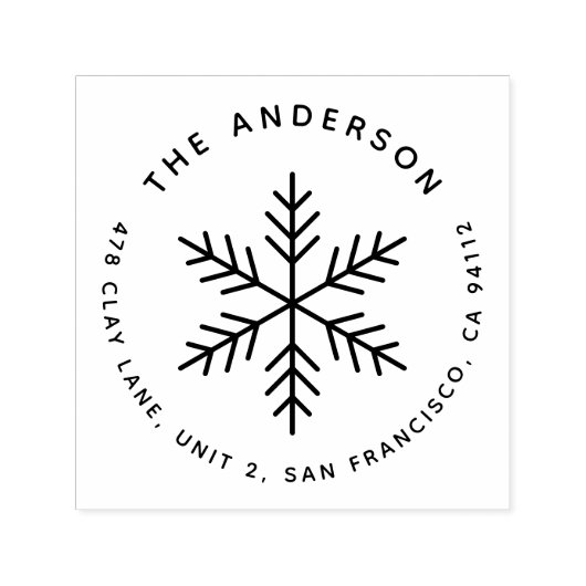 Winterschneeflocken Moderne Rundrundung der Rückse Permastempel (Design)