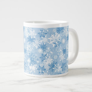Winterschneeflocken-Muster in Blau Jumbo-Tasse