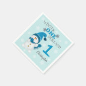 Winterschneeflocken Niedlicher Schneemann Serviette (Ecke)