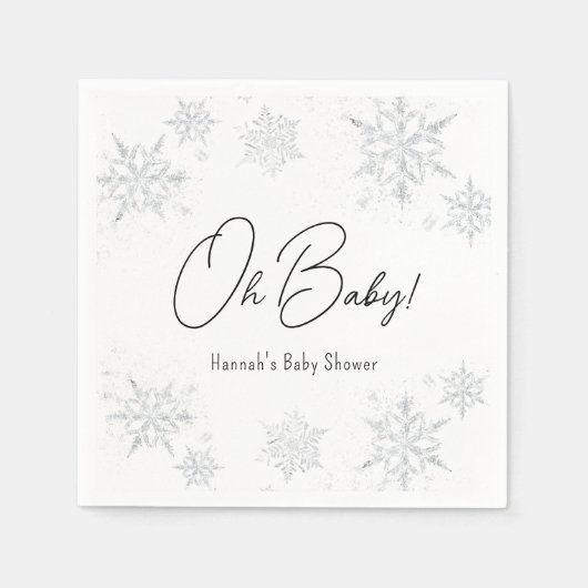 Winterschneeflocken Oh baby Napkins Serviette (Vorderseite)