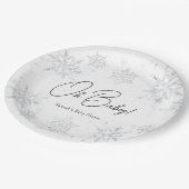 Winterschneeflocken Oh Baby Pappteller (Schrägansicht)