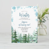 Winterschneeflocken Onederland 1. Geburtstag Einladung (Stehend Vorderseite)