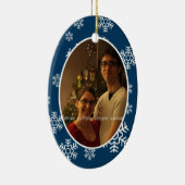 Winterschneeflocken Oval Foto Ornament (Rechts)