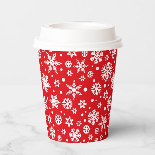 Winterschneeflocken Pappbecher (Rückseite)