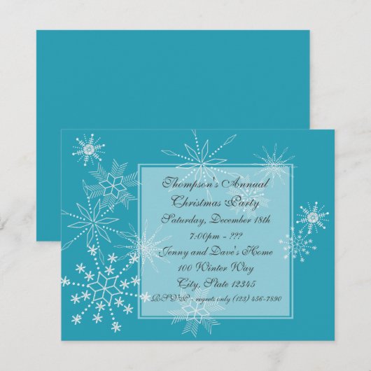 Winterschneeflocken/Party Einladung (Vorne/Hinten)