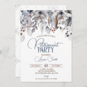 Winterschneeflocken Party zur Altersversorgung Einladung (Vorne/Hinten)