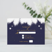 Winterschneeflocken Pine Elegante Wedding RSVP Car Karte (Stehend Vorderseite)