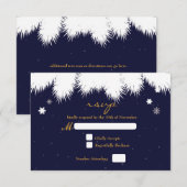 Winterschneeflocken Pine Elegante Wedding RSVP Car Karte (Vorne/Hinten)