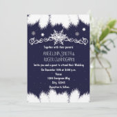 Winterschneeflocken & Pine Tree Einladung zur Hoch (Stehend Vorderseite)