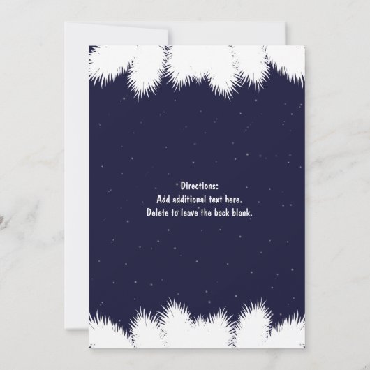 Winterschneeflocken & Pine Tree Einladung zur Hoch (Rückseite)