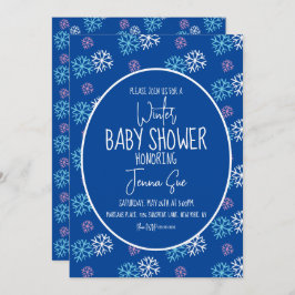 Winterschneeflocken Pink Blue Baby Dusche Einladung