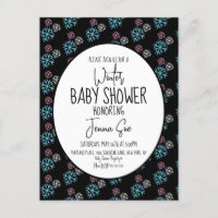 Winterschneeflocken Pink Blue Baby Dusche Schwarz