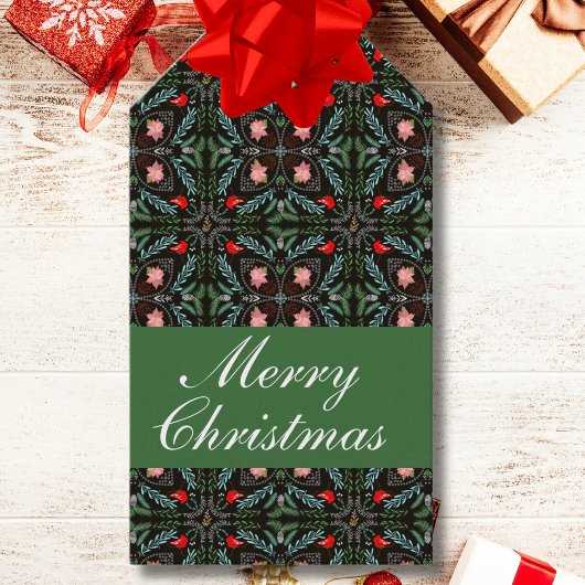 Winterschneeflocken, Poinsettias, Kardinal Geschenkanhänger