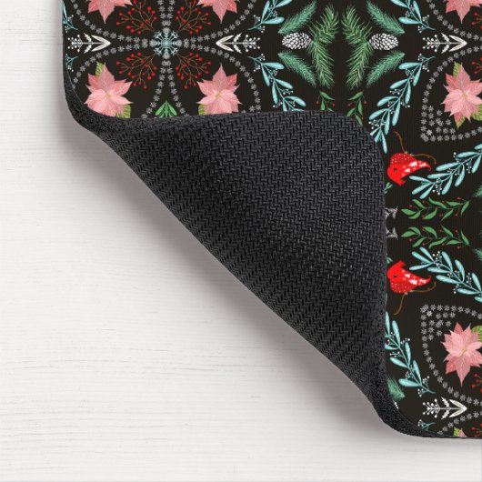 Winterschneeflocken, Poinsettias, Kardinal Mousepad (Ecke)