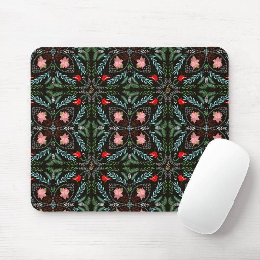 Winterschneeflocken, Poinsettias, Kardinal Mousepad (Mit Mouse)