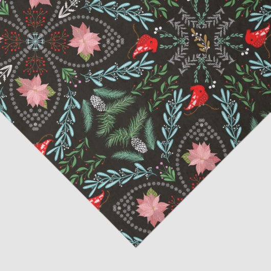 Winterschneeflocken, Poinsettias, Kardinal Seidenpapier (Detail)