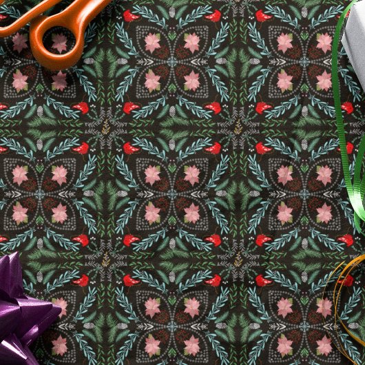 Winterschneeflocken, Poinsettias, Kardinal Seidenpapier