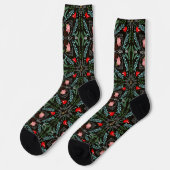 Winterschneeflocken, Poinsettias, Kardinal Socken (Linkes Detail)